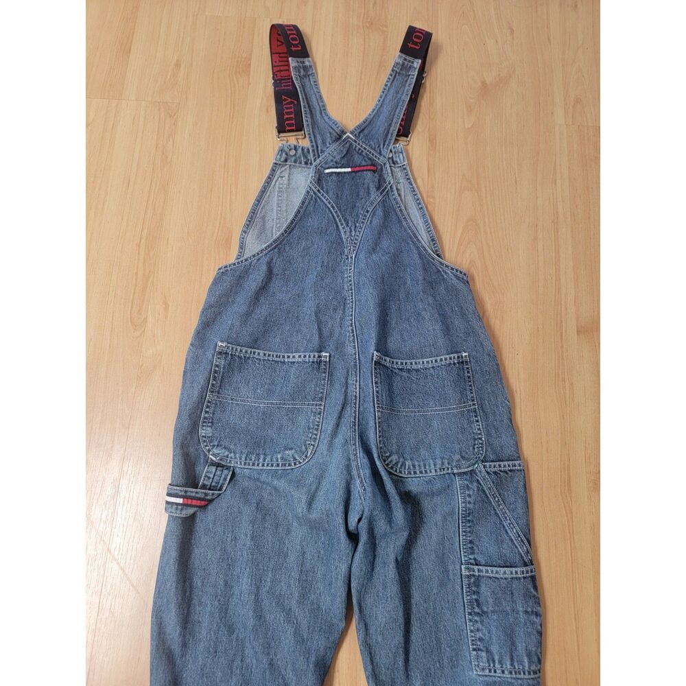 Vintage Y2K Tommy Jeans Denim Carpenter Overalls Logo Spellout Straps XS - Picture 7 of 8